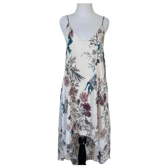 Honey Punch Spring Cream Floral High Low Dress with side Pockets - Picture 1 of 11